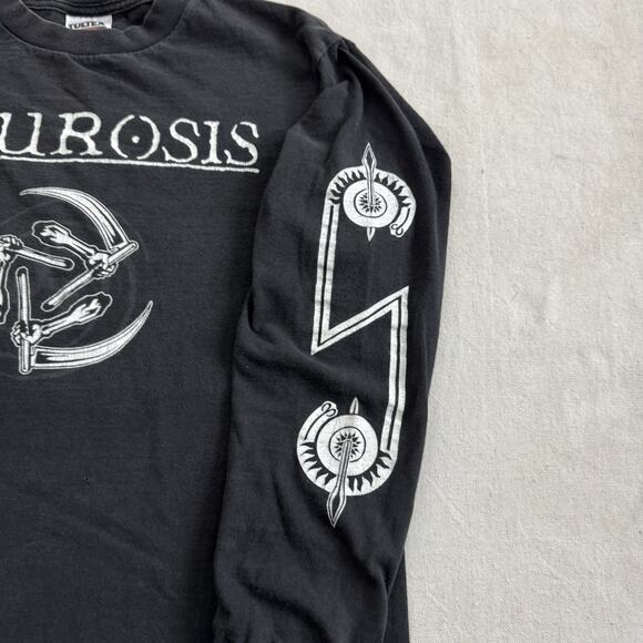 Vintage 90s Neurosis Through Silver in Blood T Shirt M Black Long Sleeve Metal - Picture 3 of 7